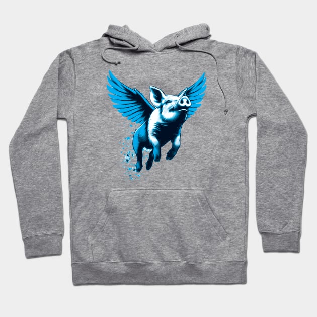 Blue flying pig Hoodie by valsevent